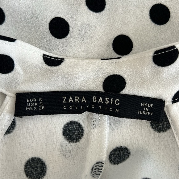 Zara Polka Dot Tunic - White and Black Polka Dot, Attached Scarf Included - Picture 2 of 11